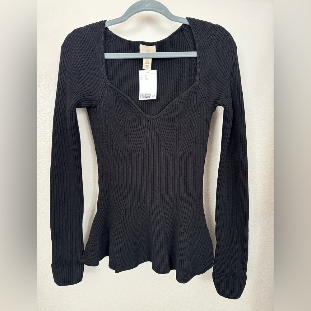 H&M rib-knit top black